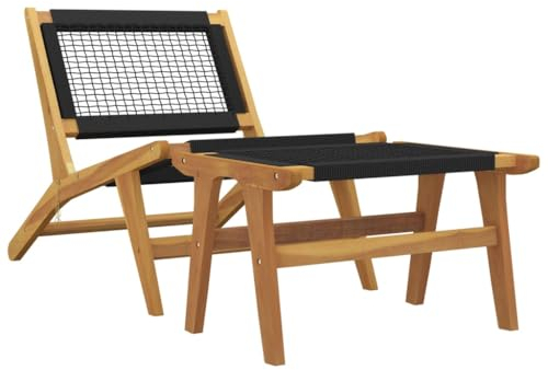 HETFTJN Essstühle Campingstuhl Klein Einfacher Strandstuhl Loungesessel - Gartenstuhl mit Fußstütze Massivholz Teak und Polyester für Balcony Outdoor Garden Terrassen