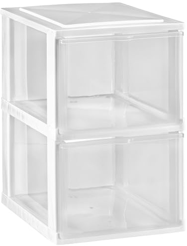 Schubladenbox DIN A4 2 hohen Schubladen 34,5x26x39cm Kunststoff Tower Box