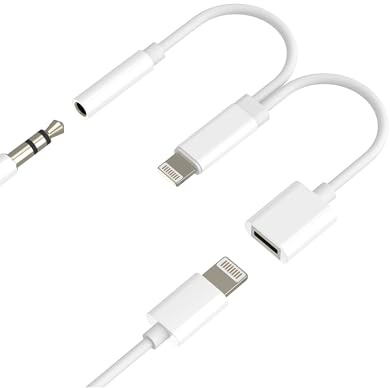 Lightning zu 3,5mm Adapter 2in1 für iPhone 14 13 12 Pro Max Kopfhörer Anschluss für iPad Lade AUX Audio Kabel für Apple AUX Kopfhörer Umwandler Lightning Adapter Zubehör Auto
