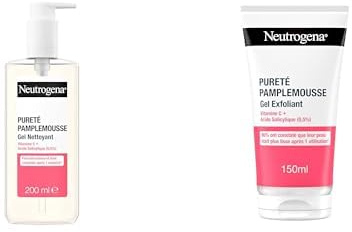 Neutrogena Lot de 2 | 1 Gel Nettoyant Pureté Pamplemousse (tube de 200 ml) + 1 Gel Exfoliant Pureté Pamplemousse (tube de 150 ml)