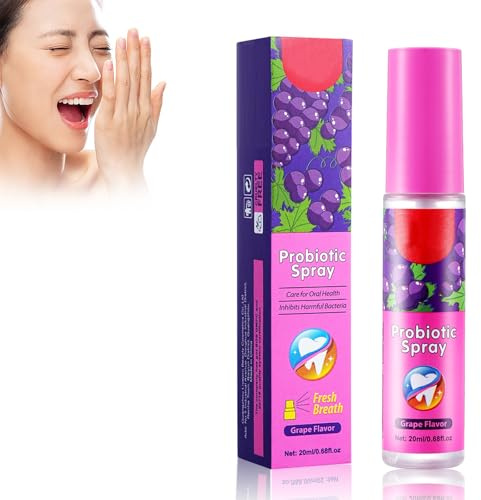 Spray Alito Fresco Cattivo 20ml, Spray per l'Lgiene Orale, Elimina All'istante L'Alito Cattivo e la Bocca Secca, Antibatterico, Rinfrescante 'Alito Per L'Igiene Orale - Uva