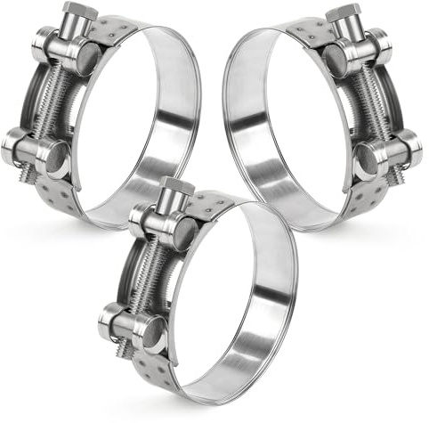 Yesaler Collier Echappement 80-85mm Collier de Serrage en Acier Inoxydable Manchon Echappement pour les Tuyau d'échappement Voitures Motos 3 Pièces