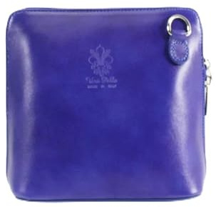 Vera Pelle Sac à bandoulière pour femme en cuir italien élégant et léger, bleu marine