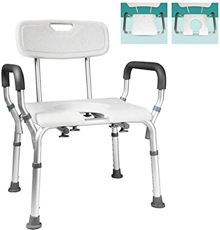 Sedili Da Bagno Sgabello Da Bagno Vasca Da Bagno Doccia Sedia Elevatrice Sgabello Da Bagno Per Donne Incinte Sedile/Panca Da Bagno Adatto Per Anziani Disabili Con Schiena(Piedi Bianchi A Tazza Grande)