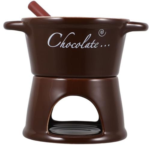 TOBBOMEY Fondue De Cerámica para Chocolate y Queso Olla para Derretir Mantequilla y Fondue Calentador Portátil para Cocina Fácil Limpieza y Uso Versátil