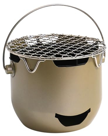 Bkljkf Barbacoas De Carbón Pequeñas - Parrilla Para Acampar Con Rejilla Y Asa | Barbacoa de Acero para Cocinar Viaje Playa Jardín Camping