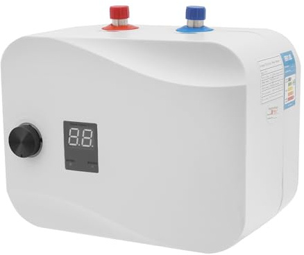 Mini chauffe-eau électrique compact 6 l 1500 W pour cuisine, salle de bain, lavabo avec chauffage rapide, réglage de la température, économie d'énergie, économie d'espace constant