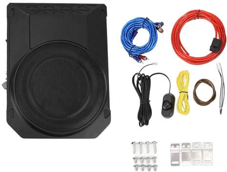 EMUKOEP Subwoofer Attivo 10 Pollici Ultra Sottile 800 W 2,5 Ohm Subwoofer per Auto Alimentato Sotto il Sedile con Controller per Audio del Veicolo