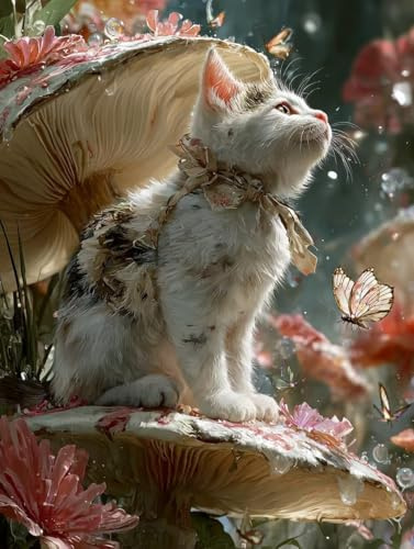 Schmetterling Malen Nach Zahlen Erwachsene, Malen Nach Zahlen Kinder Katze, DIY Basteln Erwachsene Leinwand Set, Paint by Numbers Mit Pinseln und Acrylfarbe, Geschenke, Herbst Deko, 90x110cm 8-7346