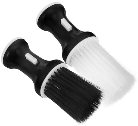 Mikikit 2 Stück-pack Friseurbürste Nackenbürste mit Rutschfestem Griff Dichte Puderpinsel zum Entfernen von Haarresten Friseurzubehör für Salon und Herrenpflege