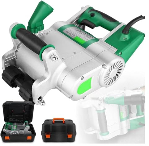 Fresadora de pared eléctrica, 1100 W, fresadora de hormigón a mano, profesional, sin polvo, cortde pared, diseño colgante, anchura ajustable, 25 mm + 35 m