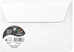 Clairefontaine 50036C - Pacco da 20 Buste autoadesive - Formato C6 (11,4x16,2cm) - 120g/m² - Colore bianco iridescente -Inviti Eventi e Corrispondenza - Gamma Pollen - Carta Premium Liscia