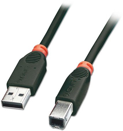 LINDY USB 2.0-Kabel (Typ A auf B, 1 m) Schwarz
