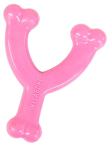 Nylabone Just For Puppies Petite Pink Wishbone Puppy Dog Chew Toy