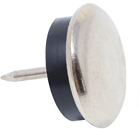 Adsamm® / 32 x patins glisseurs en métal avec amortisseur et clou / argentés / Ø 25 mm / rond / pieds glisseurs en métal et gomme à clou pour meubles