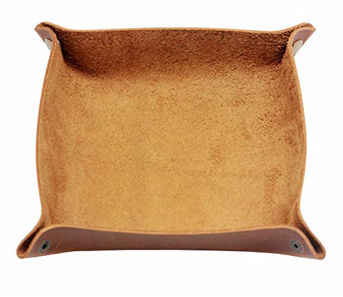 Boshiho Taschenleerer aus echtem Leder Ledertablett Organizer Valet Tray Praktische Aufbewahrungsbox für Key Change Caddy, Bedside Tiny Coin Cash Box