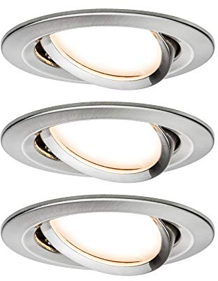 Paulmann 92959 Luminaria empotrable LED Nova Plus SmartHome Zigbee, juego, redonda, orientable 3x6 W regulable, acero mate, Spot, aluminio-zinc 2700 K
