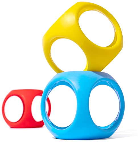 Moluk 2843420 Oibo, Greif-und Beißspielzeug, Spielball, Stapelspiel, Babyspielzeug ab 0+ Monaten, 3-teilig, bunt