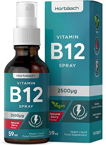 Vitamin B12 Drops High Strength 3000mcg | 30ml | Daily Oral Drop Supplement | Berry Cherry Flavoured Liquid | Suitable for Vegans & Vegetarians | by Horbaach
