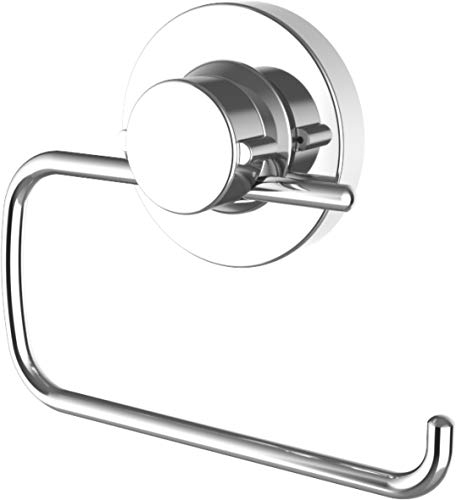 Cornat Porte-papier toilette 3 en 1-3 options de fixation différentes avec ventouse, tampon adhésif et perçage - Sans couvercle - Chromé - Porte-papier toilette - T340261