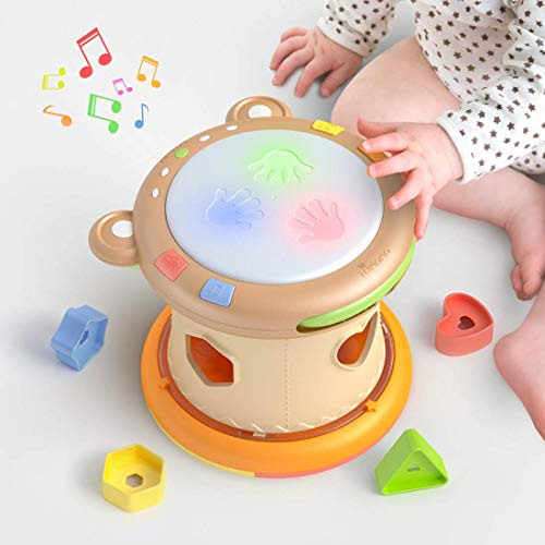 tumama Baby Musik Spielzeug,Baby Trommel mit Licht und Sound,Musikwürfel Spielzeug Musikinstrumente für Kinder,Elektronische Sensoris Spielzeug Geschenk für Babies
