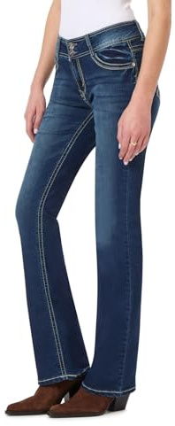 WallFlower Women's Size InstaStretch Luscious Curvy Bootcut Jeans, Heidi, 18 Plus Long