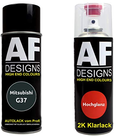 Autolack Spraydose Set für Mitsubishi G37 Scotch Green 2K Klarlack Basislack Sprühdose Spraydosen 2x400ml