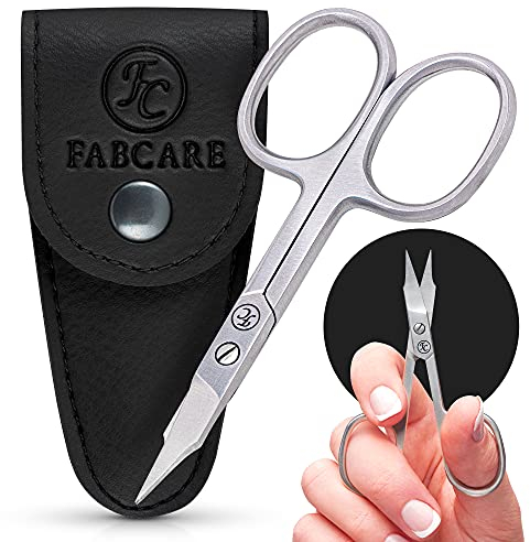 FABCARE Forbicine unghie professionale con punte a torre con custodia ed ebook - micro-dentatura innovativa - forbici per cuticole extra affilate con punta a torre