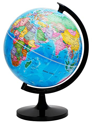 EXERZ 30cm World Globe Political Map - Large Educational Geographic Self Assembled School Globe - 30cm Diameter