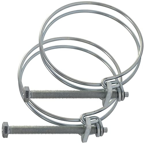 AERZETIX - C63727 - Lot de 2 colliers de serrage à double fil 55.5-62 mm - en acier - couleur argent - pour conduites d'air gaines ventilation tuyau d'irrigation maintenance