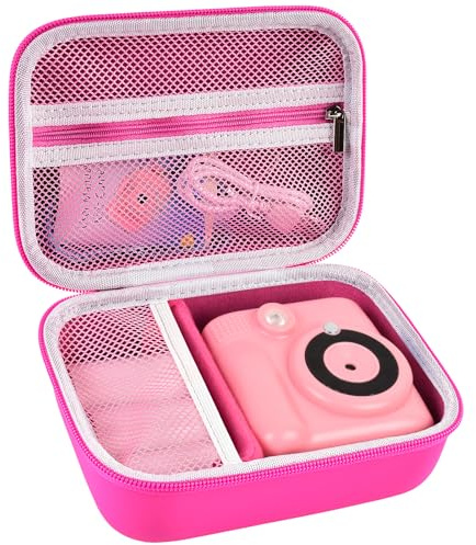 Againmore Kinder Kamera Tasche Kompatibel mit GREENKINDER/for Uleway/for Gofunly/for NUOTUN Digital Kamera. Sofortbildkamera Aufbewahrungsbox für Kabel, Speicherkarte und Zubehör (nur Tasche) (Rosa)