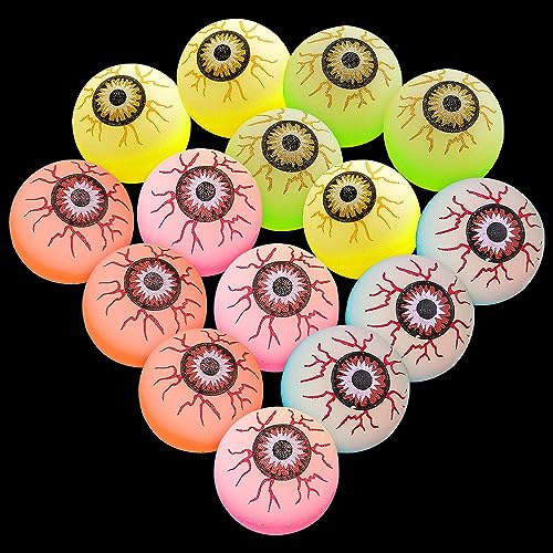 mizikuu 15 stücke Bouncy Augäpfel, Halloween Hüpfbälle Verschiedene Bunte Flummi Gruselige Augen Bälle Scary Eye bälle Partys Süßes oder Saures Goodie Bag Füllstoffe für Kinder Halloween Dekoration
