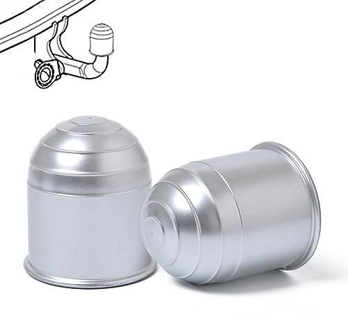 Moollyfox 2 Stück Anhängerkupplung Kappe 50mm Anhängerkupplung Abdeckung Kunststoff Universal 2in Anhängerkupplung Schutzkappe Silber Kappe Anhängerkupplung für Anhänger Wohnmobil PKW LKW RV