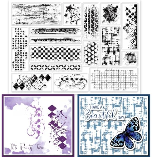 GLOBLELAND Graffiti Background Silicone Clear Stamps Mosaic Pattern Ink Mark Stain Background Transparent Silicone Stamps for Card Making Scrapbooking Photo Album Decor
