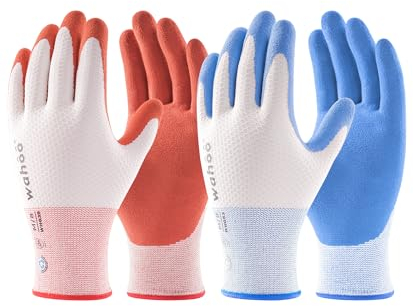 LANON Gants Jardinage pour Femme, 2 Paires Latex Gants de Travail, Antidérapant, Respirants B.COMB AIR Technique, Azure Blue & Pureed Pumpkin, Taille 7/S