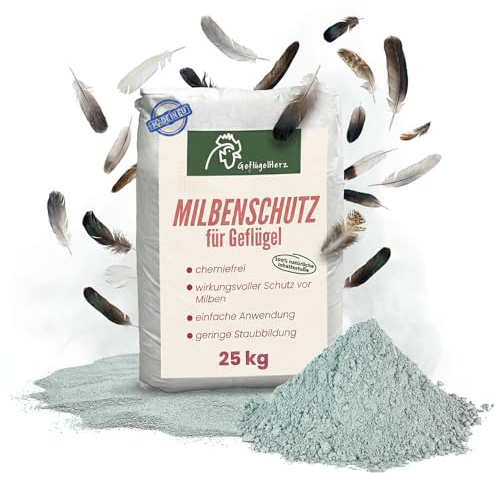 Petigi GeflügelHerz Protezione dagli Acari Naturale al 100% 25 kg Bagno di Polvere per polli Polvere Contro Gli Acari Bagno di Sabbia Bagno a Secco Polvere di Acari Agente per Acari