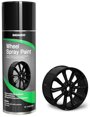 NADAMOO Aluminum Wheel Spray Paint, Aerosol Car Rim Paint for Recolor and Protection of Metal Surface, Gloss Black, 1 Can, 13 Oz