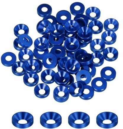 QUARKZMAN 50pz Rondelle Svasate M4, in Lega di Alluminio Anodizzato 10mm/0,39, Guarnizioni per Viti RC/FPV/PC/Drone/Accessori Meccanici Modello Part, Blu Navy