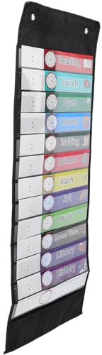 Luxshiny 1 Set Tagesplan-Taschendiagramm Wiederverwendbare Karten Zeitplan-Taschendiagramm Kalendertasche Für Klassenzimmer Stundenplan Taschendiagramm Schwarz