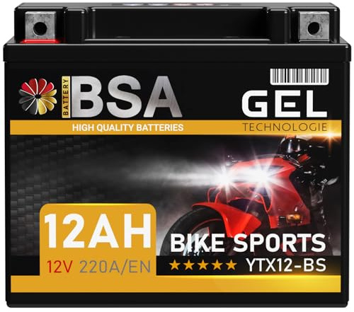 BSA YTX12-BS GEL Motorrad-Batterie 12V 12Ah CTX12-BS 51012 GTX12-BS