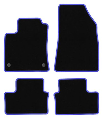 Wielganizator Alfombrillas de Coche de Terciopelo a Medida, compatibles con Renault Clio V Hatchback 2019 – Terciopelo – Accesorios para Coche – Práctico Felpudo – 4 Piezas – Negro y Azul