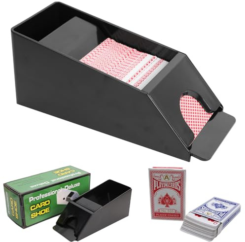 Ulsam Blackjack Shoe Collection Playing Card Dispenser, 4 Deck Size Casino Grade Card Dealer, Card Shoe for Standard Size Poker Deck Gambling Games Accessories, Blackjack Shoe and Discard Tray (Black)