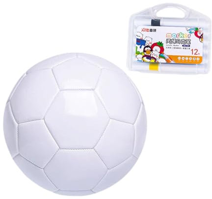 LOVIVER Weißen Fußball bemalen, Fußball-Fußballtraining, Futsal, 5 Größen, DIY-Spielzeug mit Marker, bemalen Sie Ihren Fußball für die Clubparty
