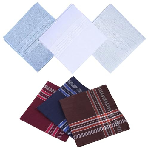 TRKETK 6 Piezas Pañuelos para Hombres Bolsillos, Pañuelos de Tela Regalo para Hombres Pañuelo de Bolsillo Cuadrado de Algodón Handkerchiefs Set de Negocios y Informal para Boda, Fiesta, Regalo