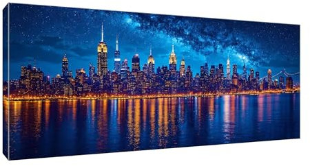 Malen Nach Zahlen Erwachsene xxl, Paint by Numbers Malen Nach Zahlen New York Nachtansicht, DIY Geschenk Art mit Pinseln und Acrylfarben Handgemalt Ölgemälde für Home Décor, Ohne Rahmen 80x160cm W-117