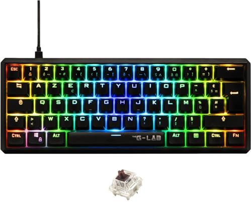 The G-Lab - Keyz Thallium - Clavier Mécanique 60% USB - Brown Switch Interchangeable -Mini Clavier Gamer, Mécanique Format Ultra-Compact, 100% Personnalisable. PC/PS4/ PS5 - Azerty - New