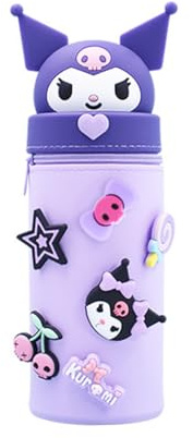 Ruayia Federmäppchen mädchen Reißverschluss, Standmäppchen Federtasche Mädchen Silikon Weiche, Kawaii Tischstifthalter Schulmäppchen Schüttelpenal - Lila