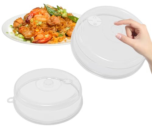 Xpieoyrm 2 Pezzi Coperchio Microonde Senza BPA - Protezione Antischizzo con Diametro 17cm e 23cm, Trasparente per Riscaldare Alimenti