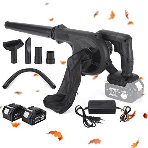 Sopladores Soplador de hojas inalámbrico, aspiradora de hojas con batería de litio, barredora/aspiradora de mano eléctrica 2 en 1 con polvo B para césped, nieve/polvo, basura pequeña, host de computa