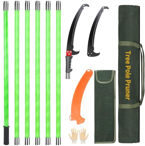 SWAWIS Hochentaster Astsäge mit Teleskopstiel 6,4M Teleskop Astsäge Baumsäge Einstellbare Länge Hochentaster Manuell Teleskopsäge mit Tragetasche, Schneidet Sauber und Schnell für Hohe Äste